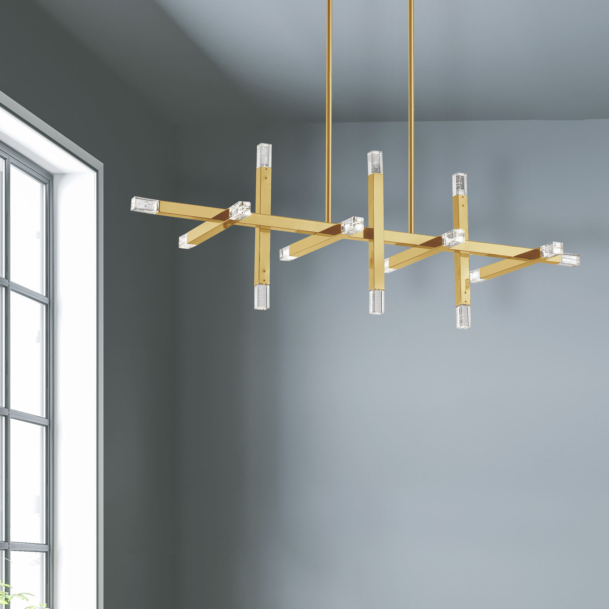 Francesca LED 40 inch Aged Brass Horizontal Chandelier Ceiling Light