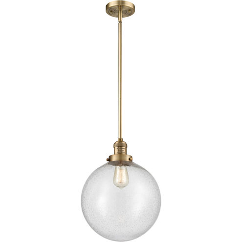 Franklin Restoration XX-Large Beacon LED 12 inch Brushed Brass Mini Pendant Ceiling Light in Seedy Glass, Franklin Restoration