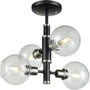 Ocean Drive 4 Light Satin Nickel And Graphite Semi-flush Mount Ceiling Light