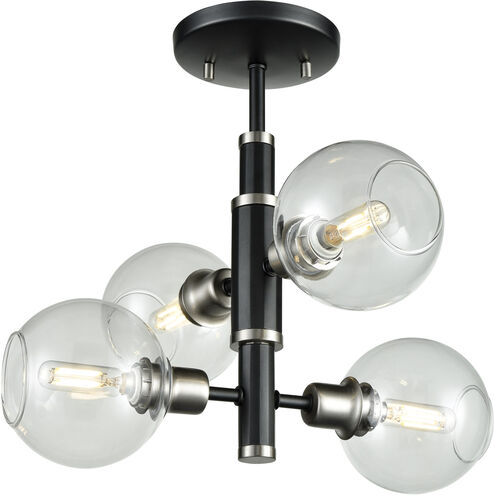 Ocean Drive 4 Light Satin Nickel And Graphite Semi-flush Mount Ceiling Light