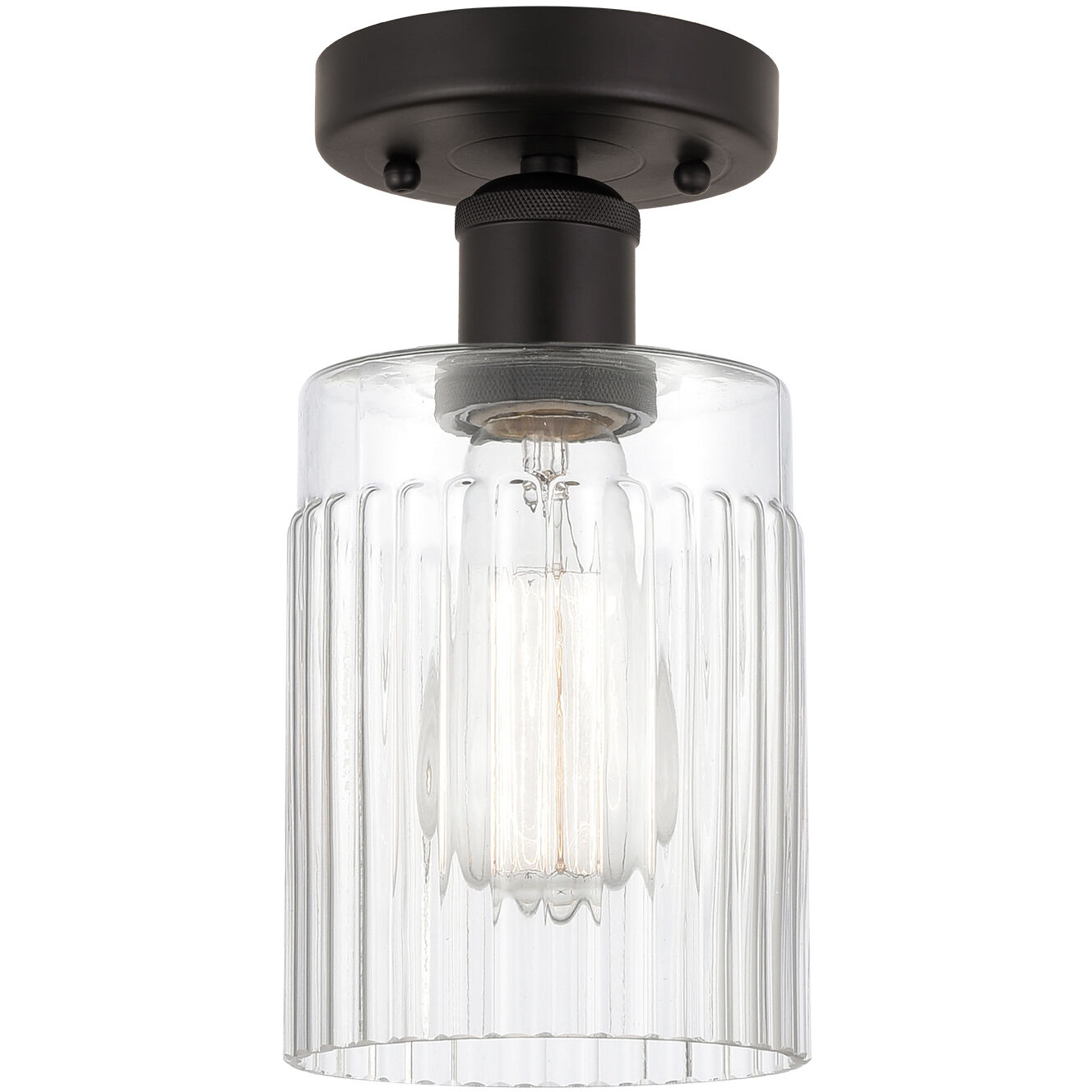 Edison Hadley 1 Light 5 inch Oil Rubbed Bronze Semi-Flush Mount Ceiling Light in Clear Glass