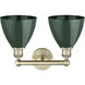 Plymouth Dome 2 Light 16.5 inch Antique Brass Bath Vanity Light Wall Light in Green