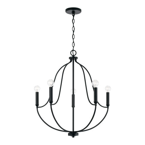 Madison 5 Light 25 inch Matte Black Chandelier Ceiling Light