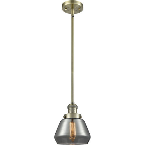 Franklin Restoration Fulton 1 Light 7 inch Antique Brass Mini Pendant Ceiling Light in Incandescent, Plated Smoke, Franklin Restoration