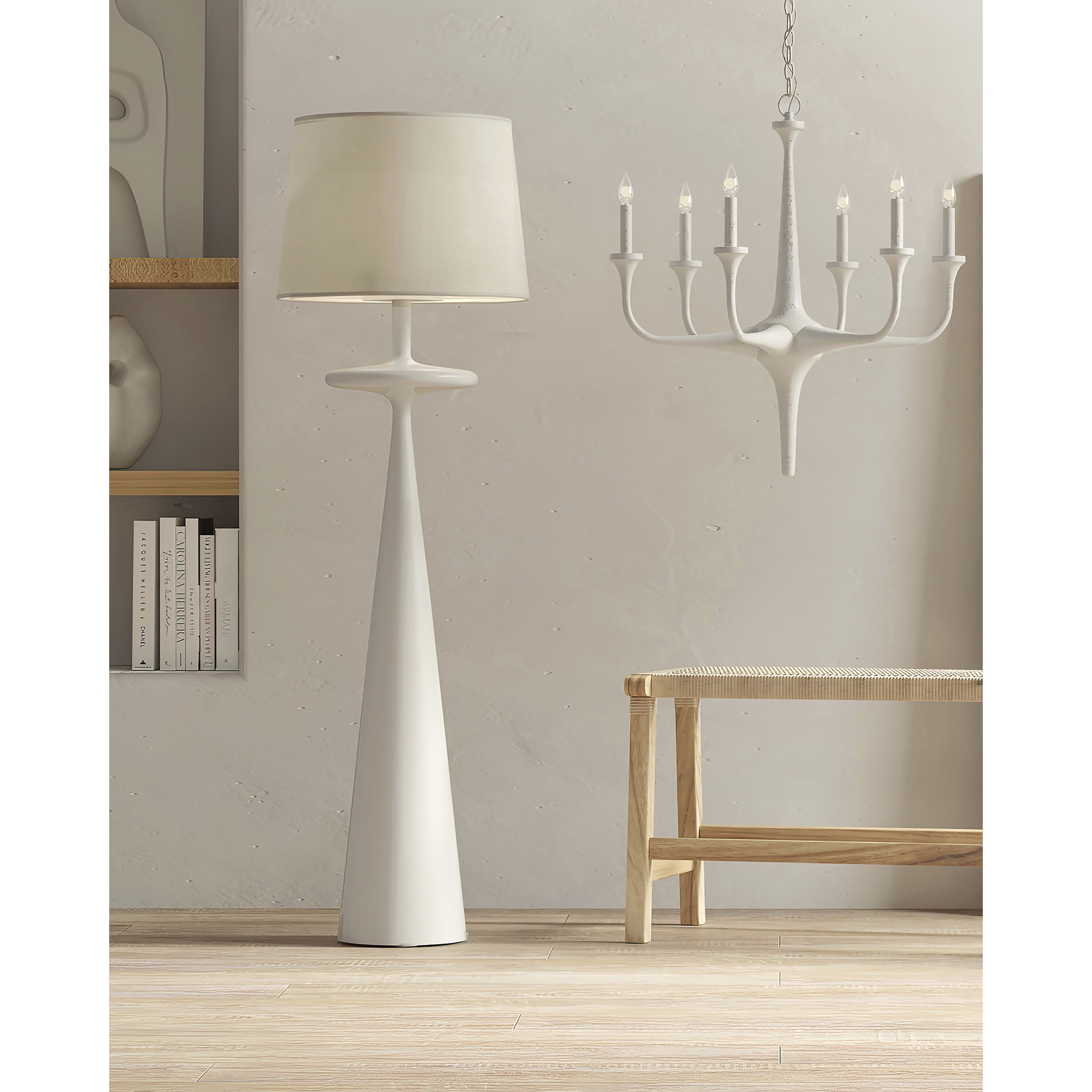 Giacomo 53 inch 150 watt Gesso White Floor Lamp Portable Light