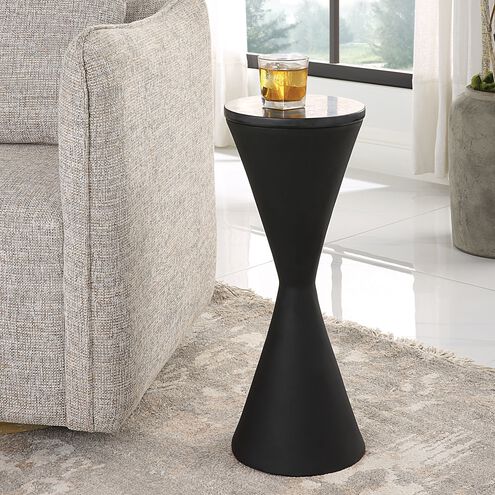 Time's Up 24.25 X 9 inch Textured Matte Black and Black Marble Drink Table