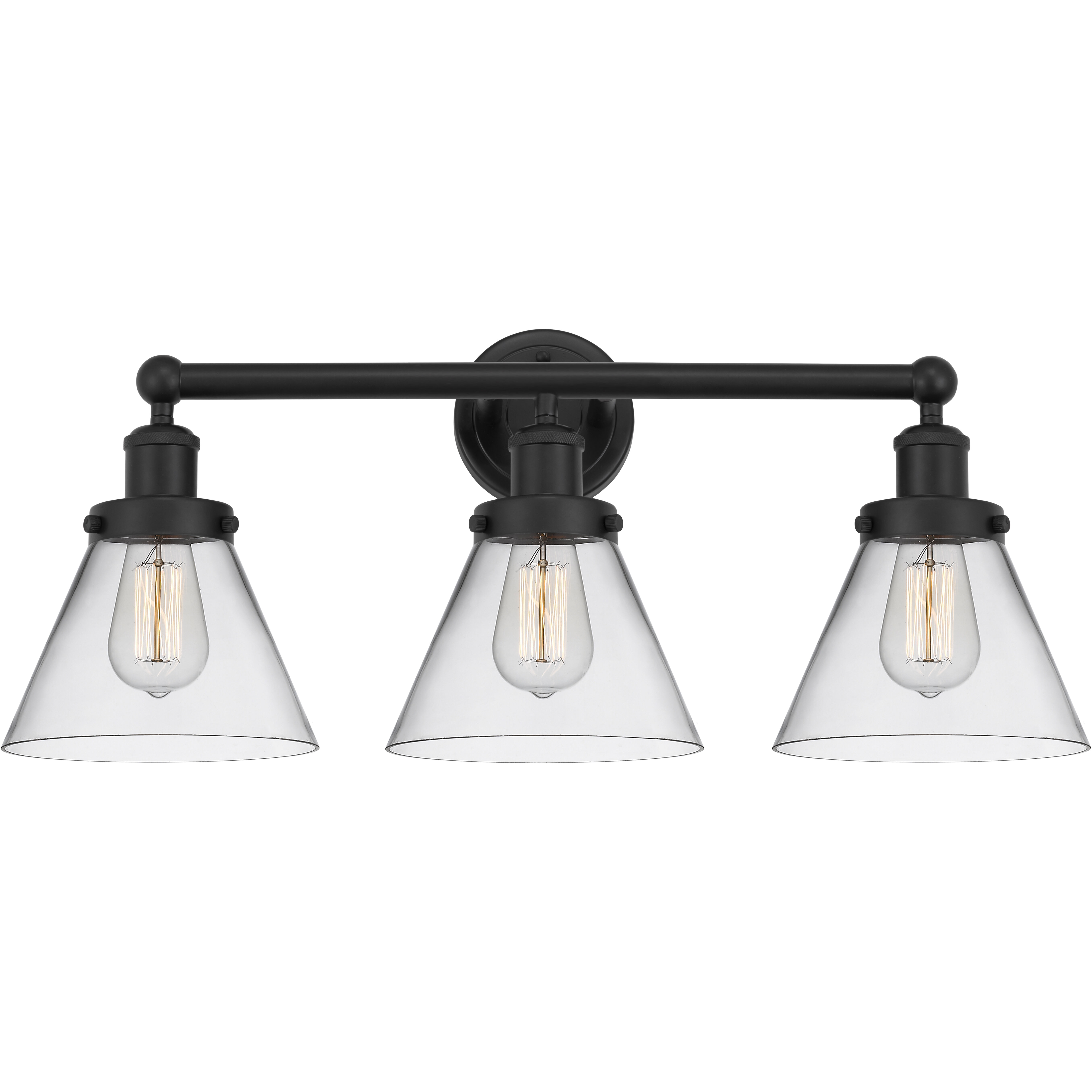 Cone 3 Light 25.75 inch Matte Black Bath Vanity Light Wall Light
