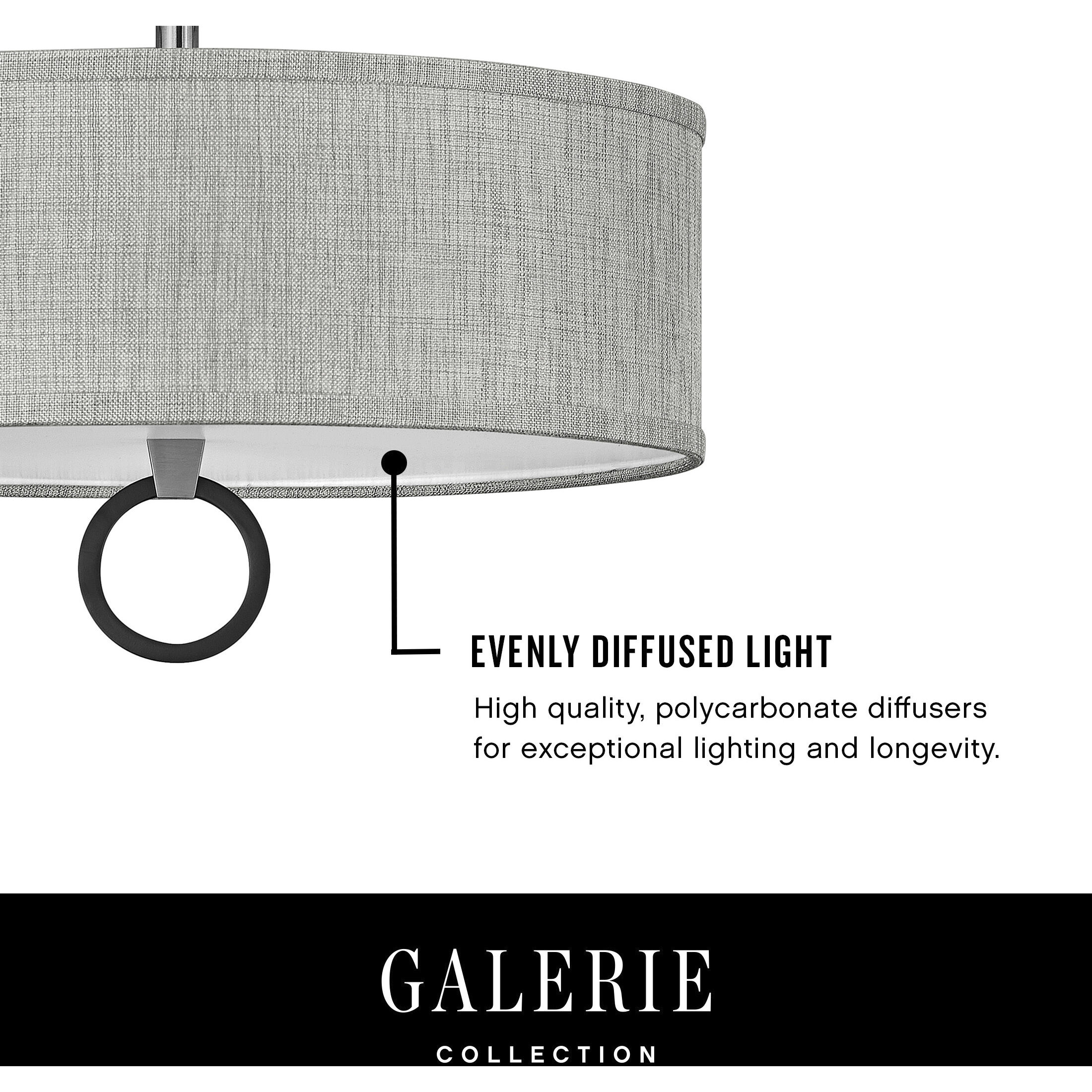 Galerie Link 4 Light 23.75 inch Black with Heritage Brass Indoor Semi-Flush Mount Ceiling Light