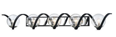 Curlicue 5 Light 49 inch Black/Polished Nickel Bath Vanity Wall Light