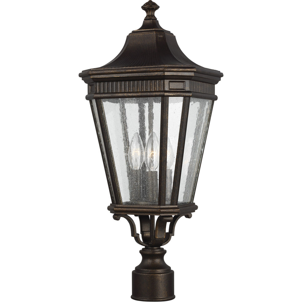 Cotswold Lane 3 Light 22.5 inch Grecian Bronze Outdoor Post Lantern, Small