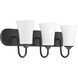 Neighborhood Gwyneth 3 Light 24 inch Flat Black Vanity Light Wall Light in White Frost Glass, Neighborhood Collection