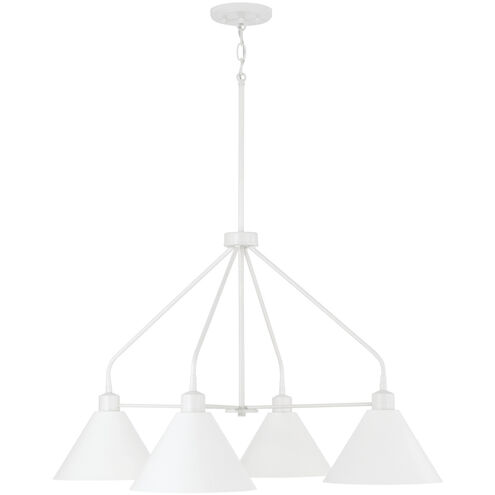 Alden 4 Light 32.5 inch Matte White Chandelier Ceiling Light