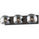 Alora Mood Willow 3 Light 22.63 inch Matte Black Bath Vanity Light Wall Light in Smoke Glass