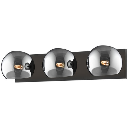 Alora Mood Willow 3 Light 22.63 inch Matte Black Bath Vanity Light Wall Light in Smoke Glass
