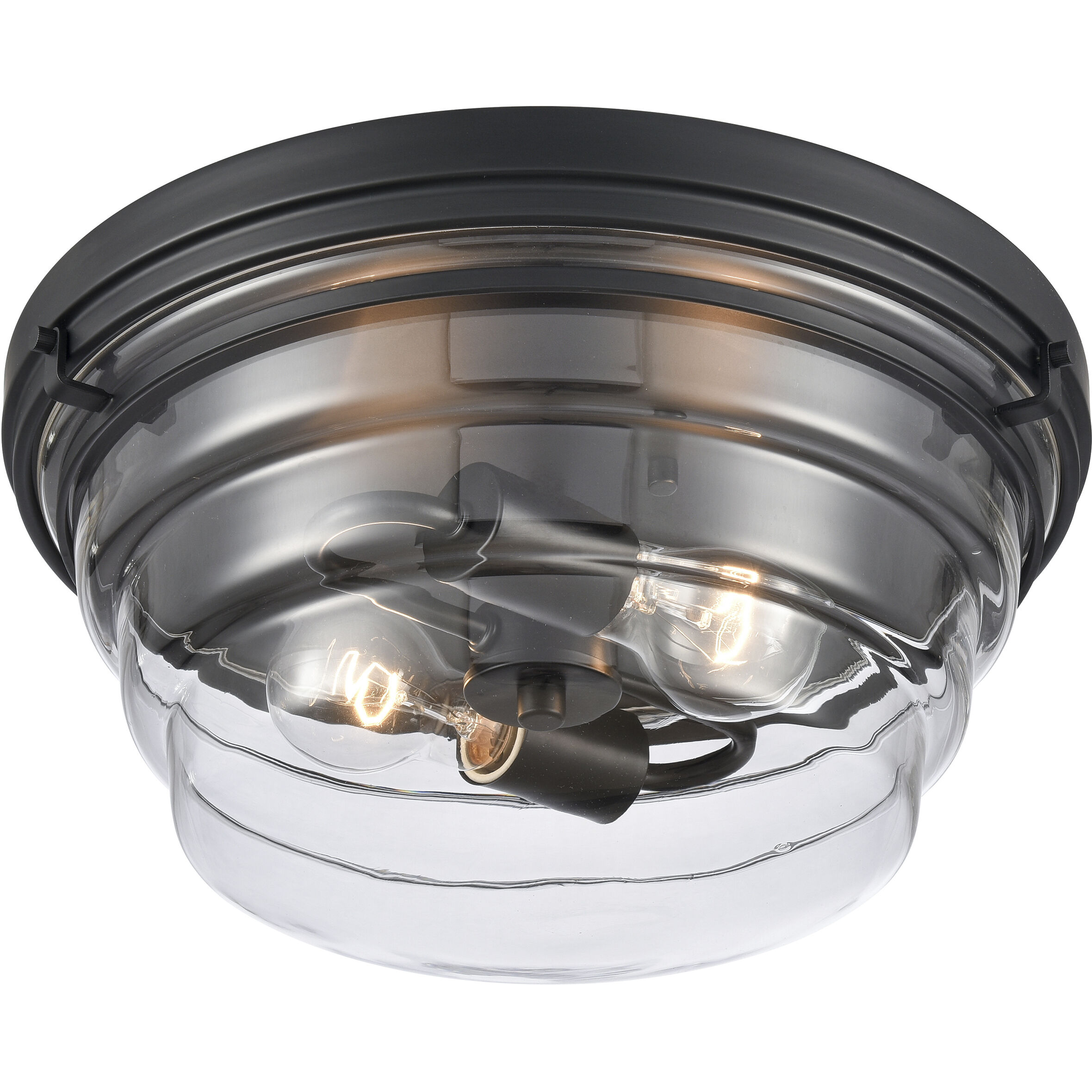 Boyer 2 Light 14 inch Matte Black Flush Mount Ceiling Light