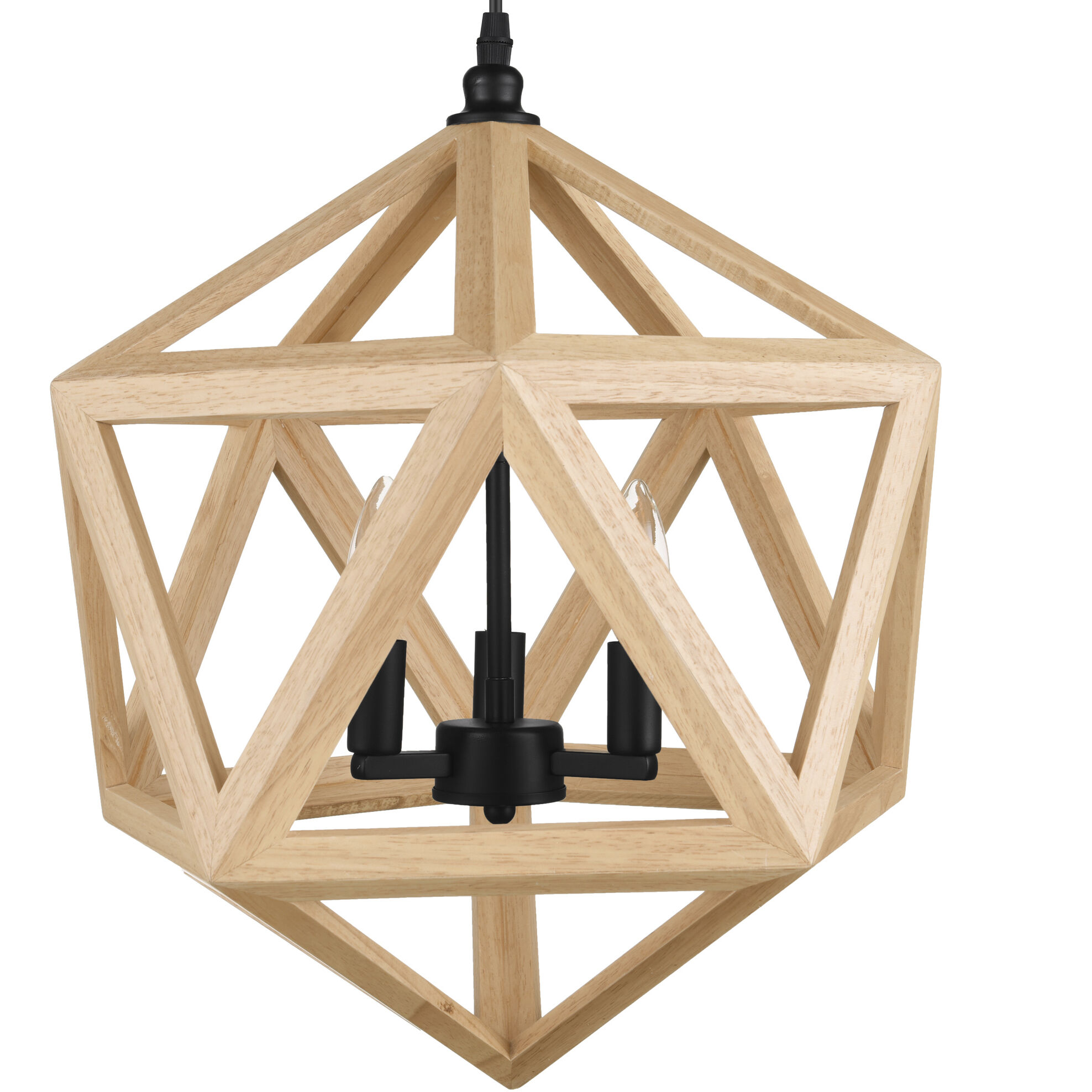 Lante 3 Light 17 inch Black and Wood Pendant Ceiling Light