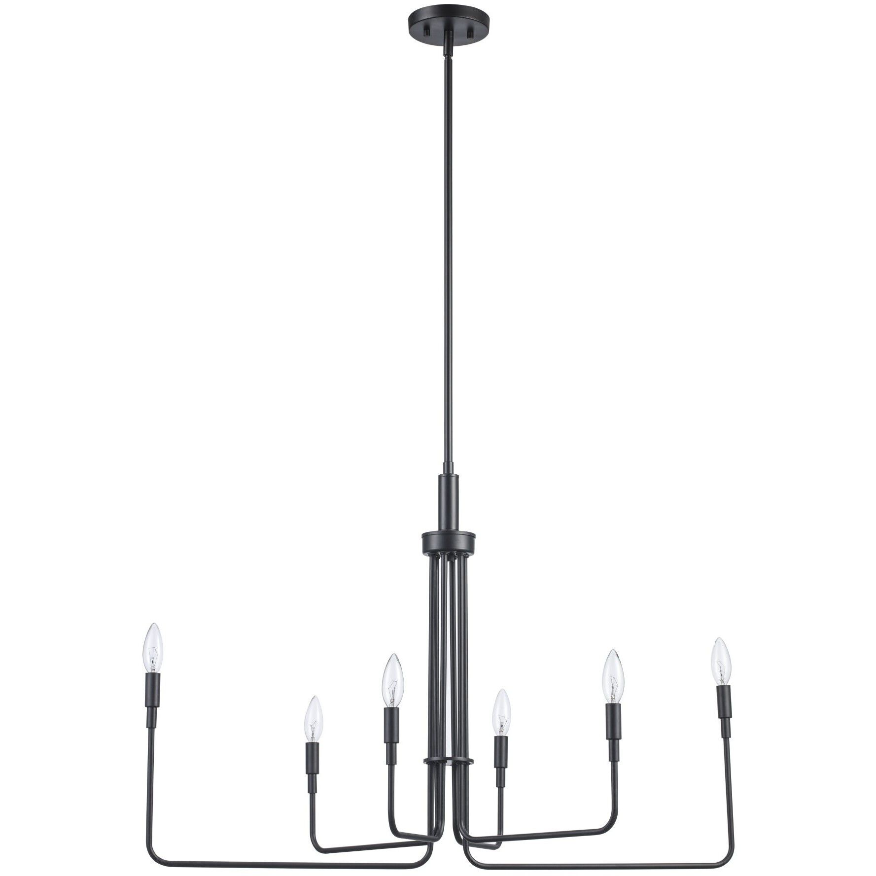 Juniper 6 Light 36 inch Black Chandelier Ceiling Light