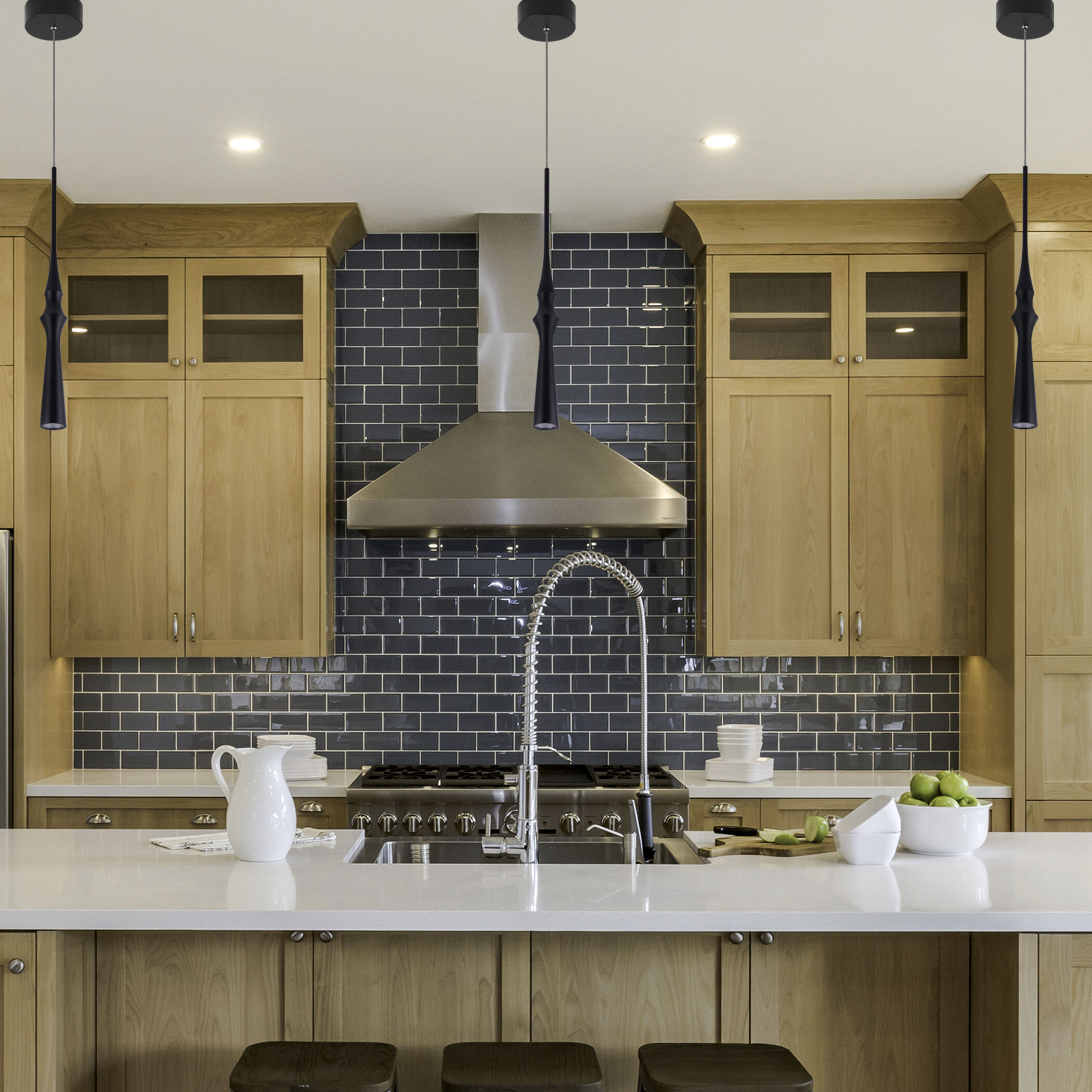 Polaris 5.25 inch Black Pendant Ceiling Light