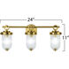 Myla 3 Light 24 inch Vintage Brass Bathroom Vanity Wall Light