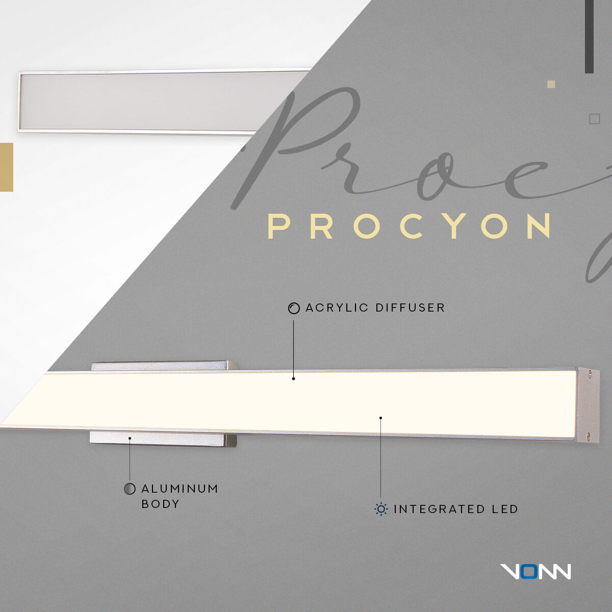 Procyon 24 inch Silver Bathroom Vanity Light Wall Light