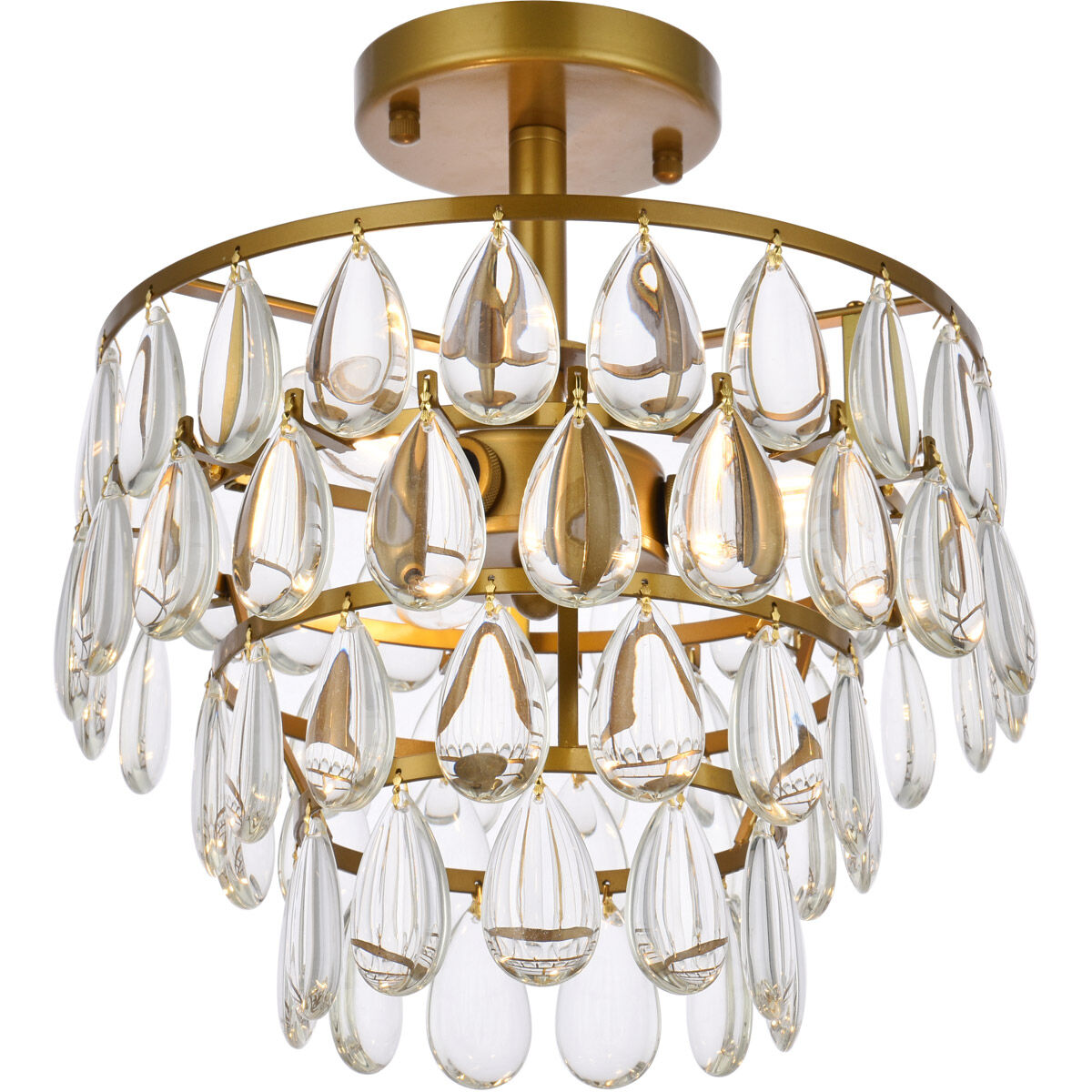 Mila 3 Light 12 inch Brass Flush Mount Ceiling Light