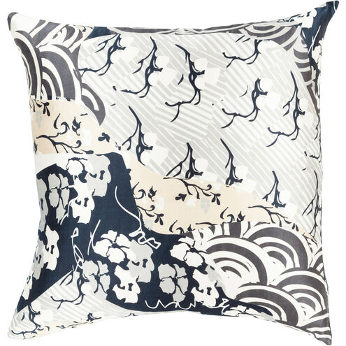Geisha 18 inch Cream, Beige, Dark Green, Ivory, Ice Blue Pillow Kit