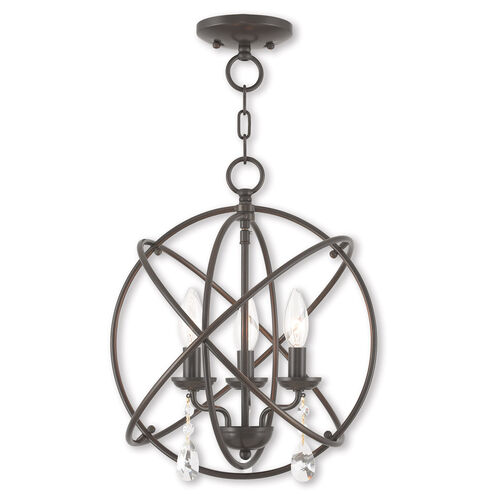 Aria 3 Light 15 inch English Bronze Convertible Mini Chandelier/Ceiling Mount Ceiling Light
