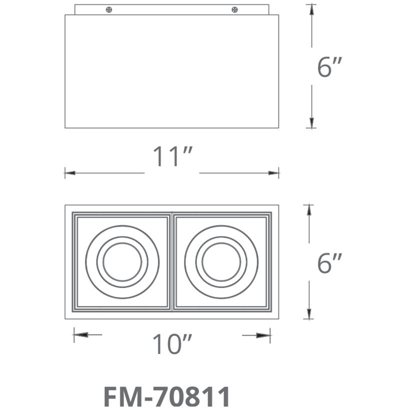 Box LED 6 inch Walnut Flush Mount Ceiling Light