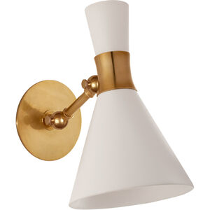 Liam 1 Light 7 inch Hand-Rubbed Antique Brass Articulating Sconce Wall Light in Matte White, Small