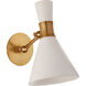 Liam 1 Light 7 inch Hand-Rubbed Antique Brass Articulating Sconce Wall Light in Matte White, Small