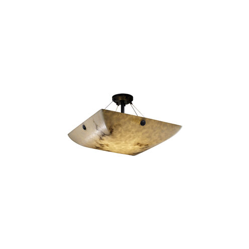 Lumenaria LED 27 inch Matte Black Semi-Flush Ceiling Light in 5000 Lm LED, Pair of Cylinders, Round Bowl
