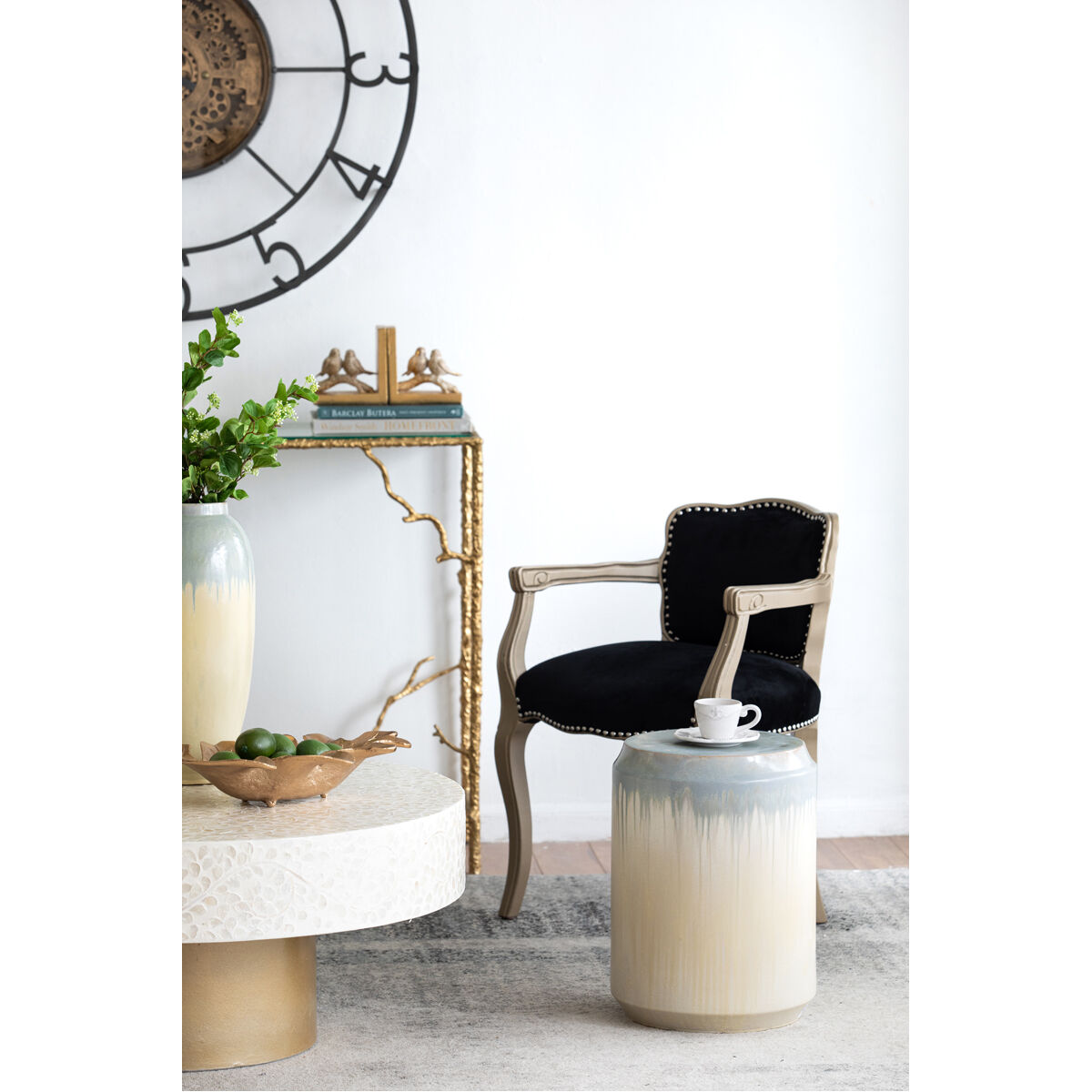 Florence 18 inch Blue/Cream Garden Stool