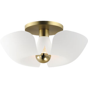 Poppy LED 17.75 inch White with Satin Brass Flush Mount Ceiling Light in White and Satin Brass