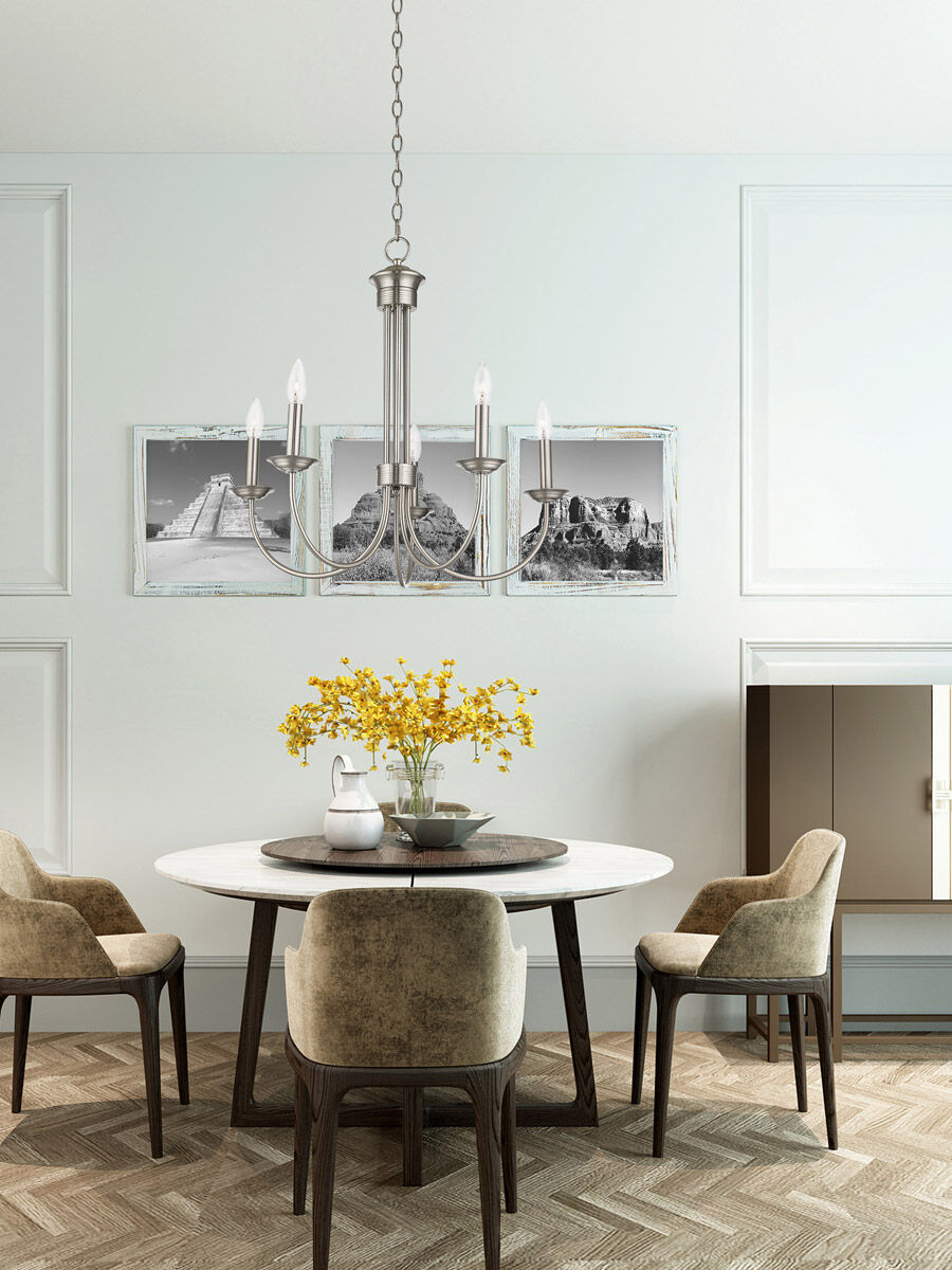 Estate 5 Light 25 inch Brushed Nickel Chandelier Ceiling Light