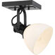 Hines 1 Light 7 inch Matte Black Semi-flush Ceiling Light in Opal Glass, Damp