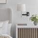 Suzanne Kasler Elle 22.25 inch 15.00 watt Polished Nickel and Black Rattan Swing Arm Sconce Wall Light