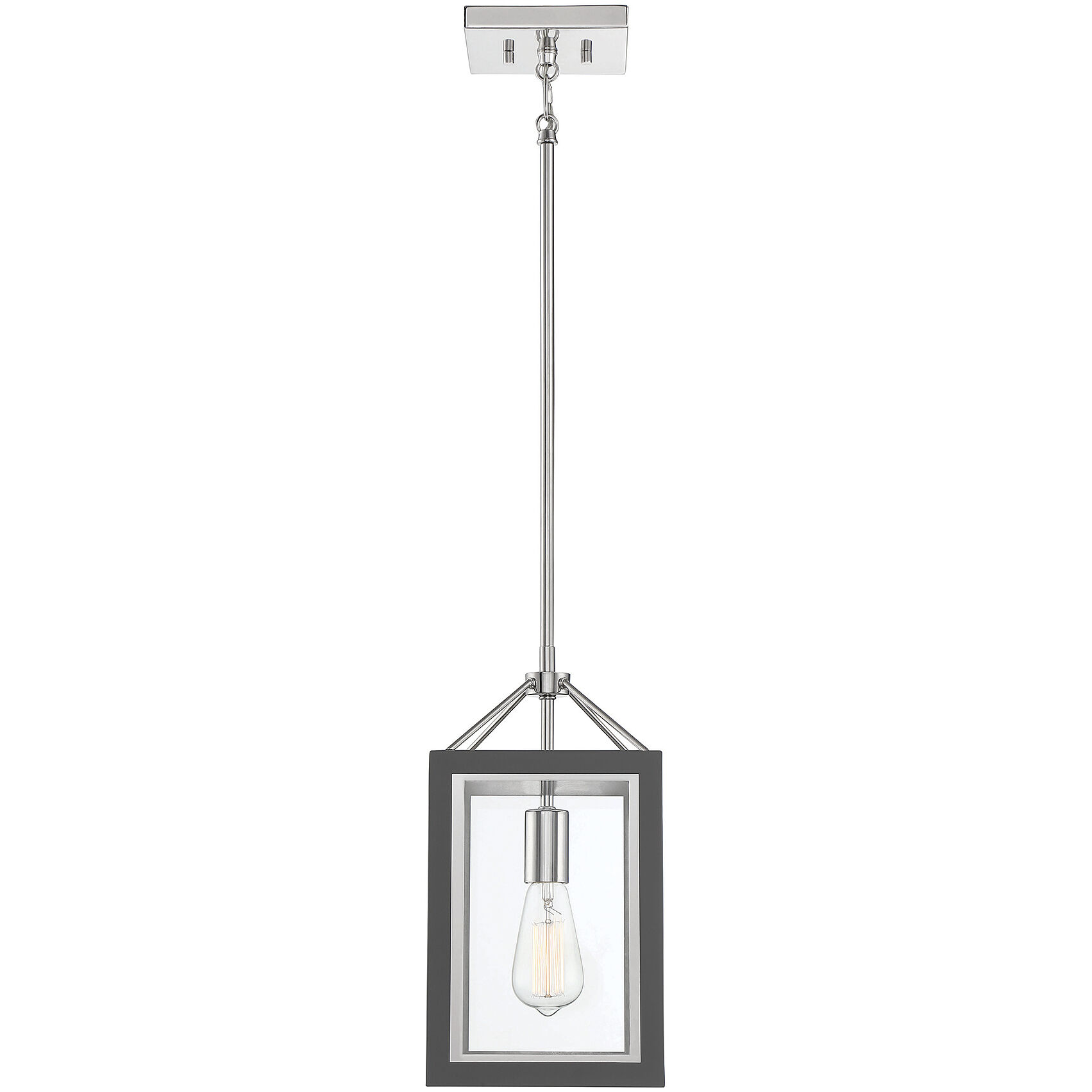 Champlin 1 Light 8 inch Gray with Polished Nickel Accents Pendant Ceiling Light in Gray/Polished Nickel