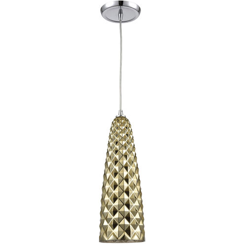 Glitzy 1 Light 5 inch Polished Chrome with Gold Mini Pendant Ceiling Light