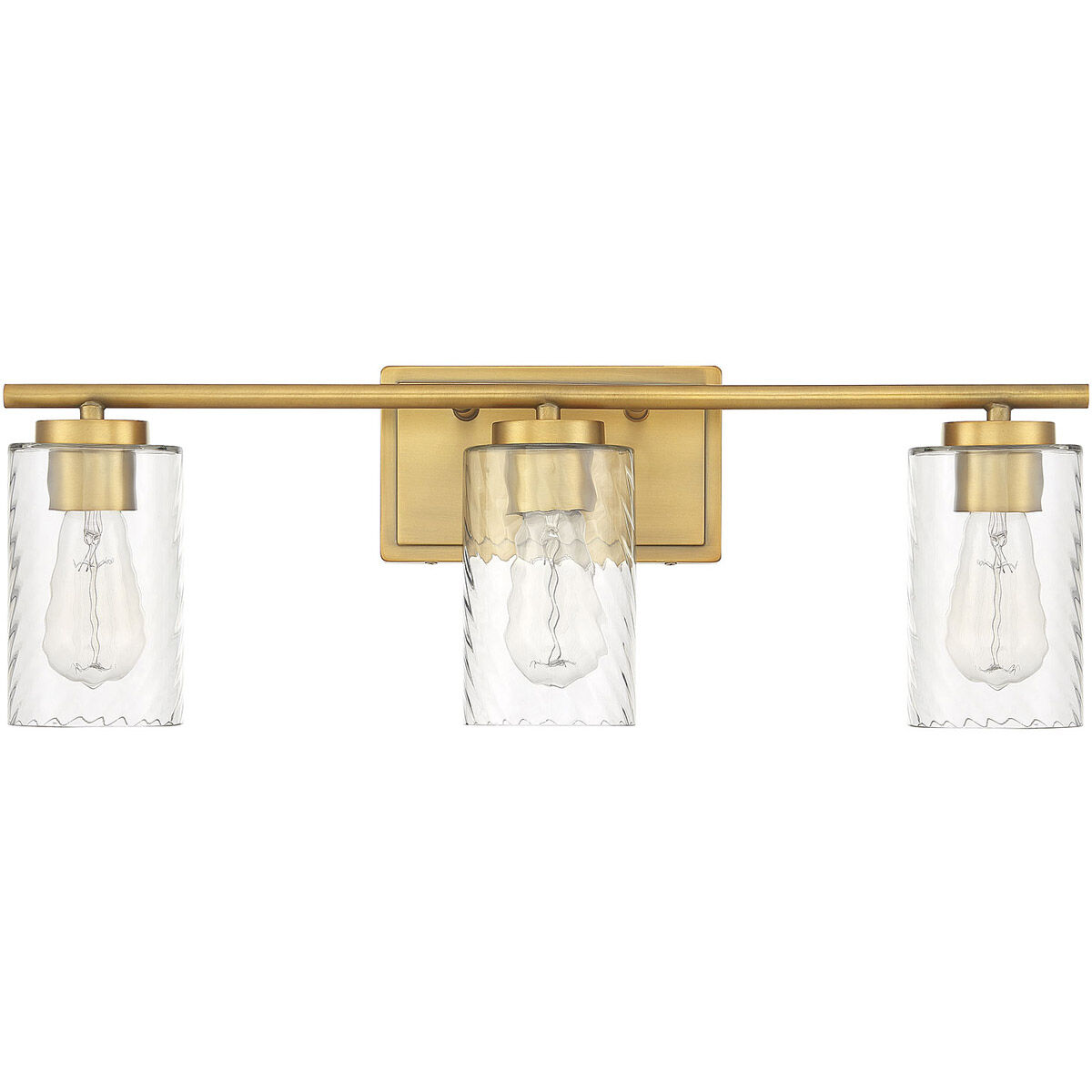 Transitional 3 Light 24 inch Natural Brass Bathroom Vanity Light Wall Light