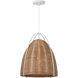 Sean Lavin Norman Pendant Ceiling Light in Matte White with Blonde Rattan