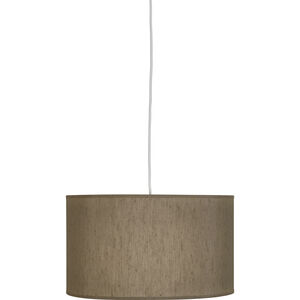 Elena 1 Light 15 inch Painted White Pendant Ceiling Light in Mushroom Dupioni
