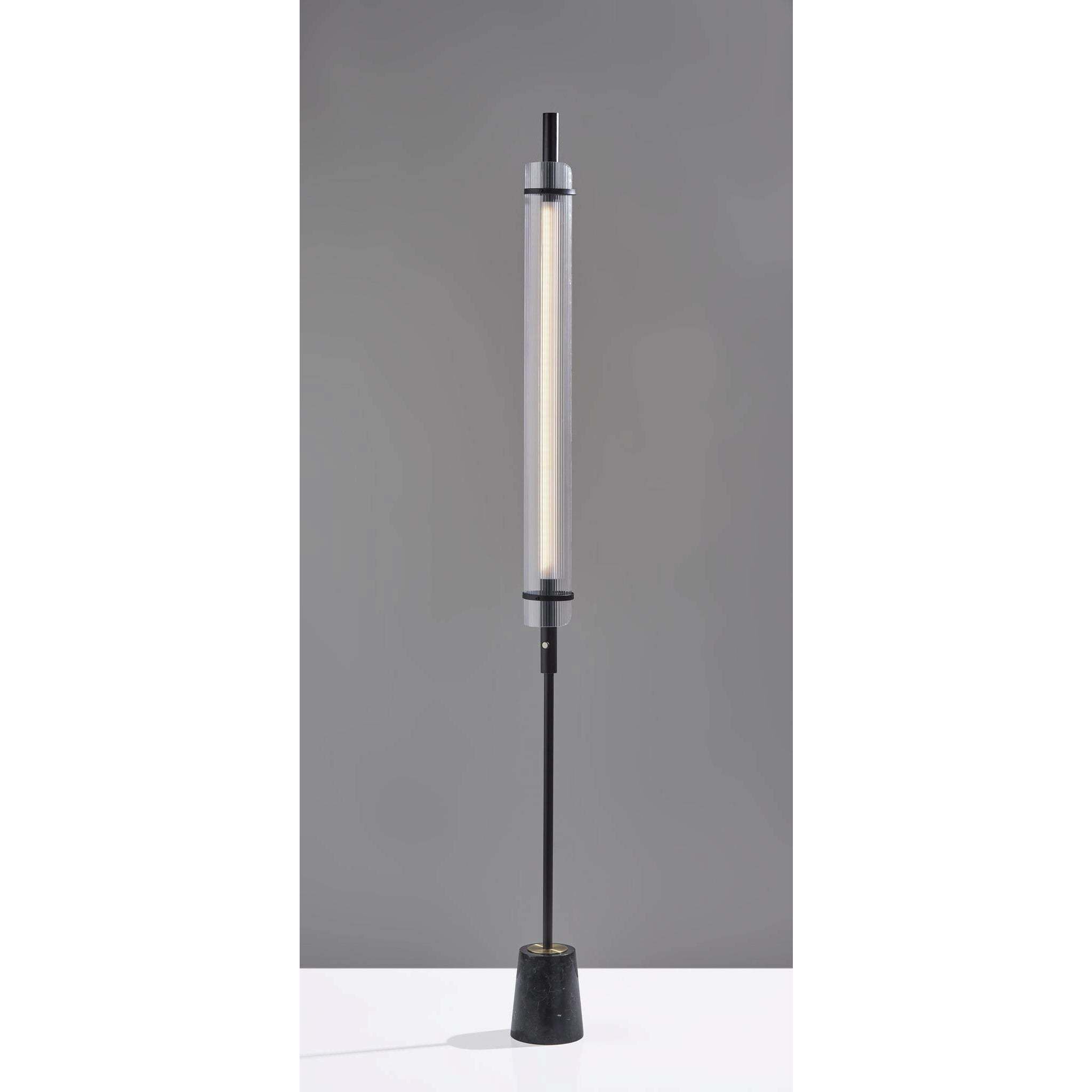 Flair 71 inch 24.00 watt Black / Antique Brass Accents Floor Lamp Portable Light, ADS360