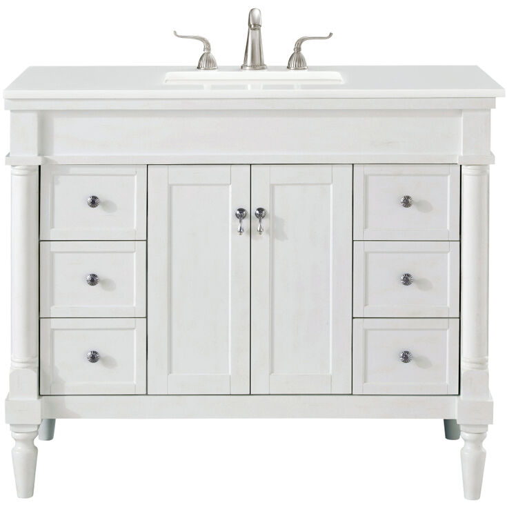 Lexington 42 X 21.5 X 35 inch Antique White Vanity Sink Set
