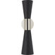 AERIN Clarkson 2 Light 4.5 inch Polished Nickel Narrow Sconce Wall Light in Black, Polished Nickel and Black, Medium