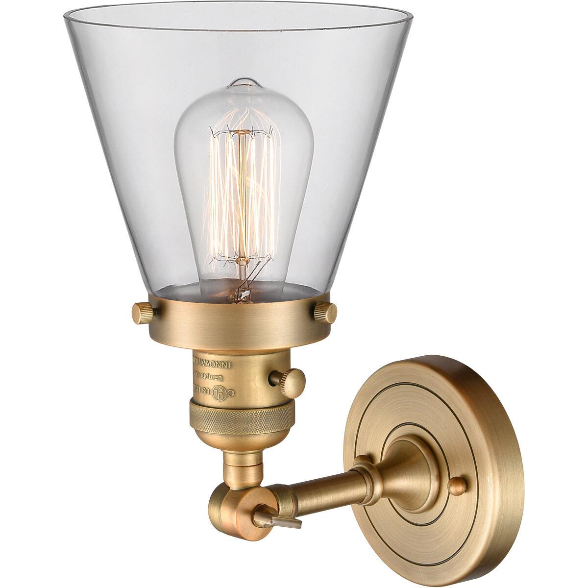 Franklin Restoration Small Cone LED 6.25 inch Brushed Brass Sconce Wall Light, Franklin Restoration