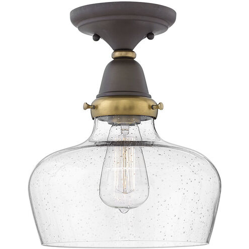 Academy 1 Light 10 inch Oil Rubbed Bronze with Heritage Brass Indoor Flush Mount Ceiling Light