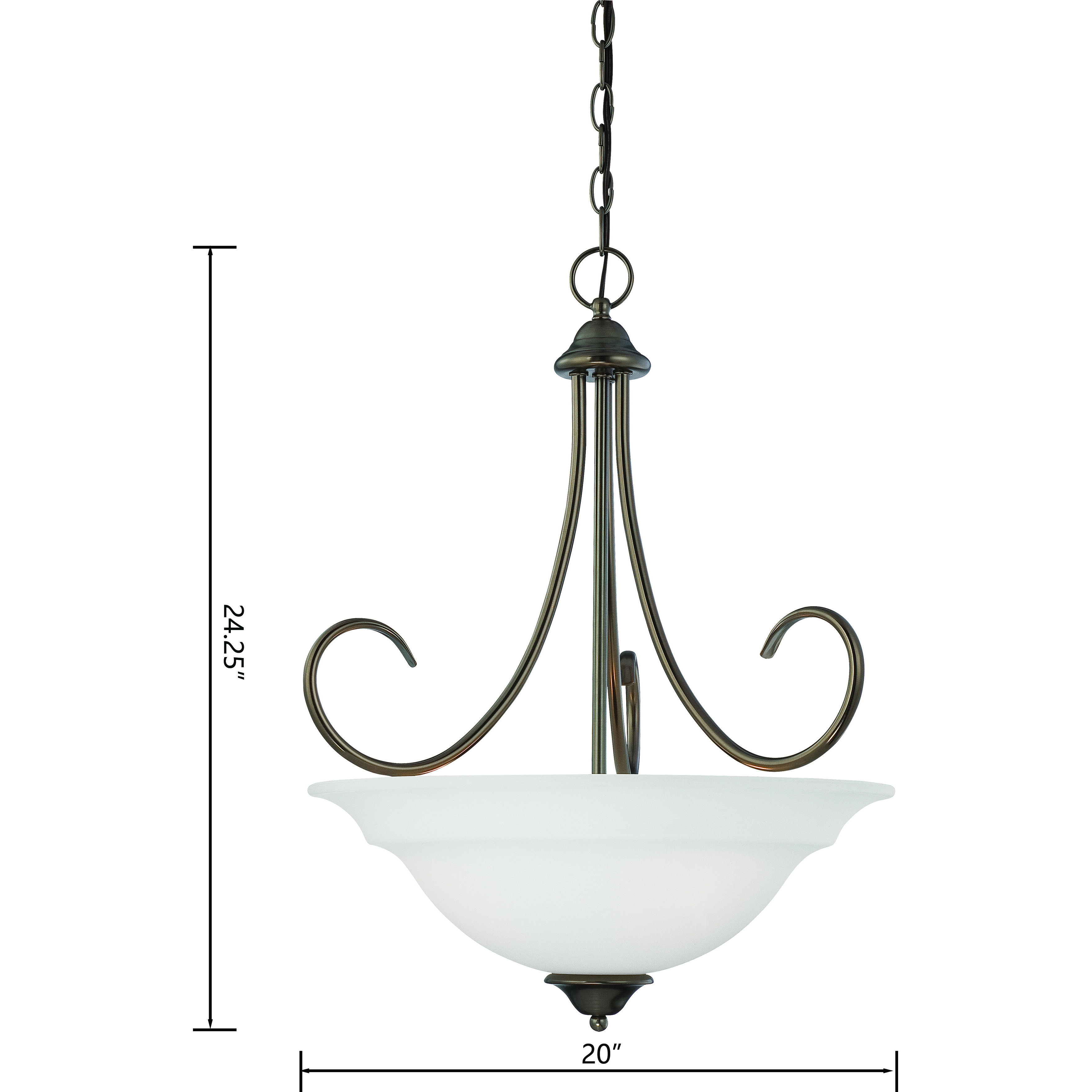 Bella 3 Light 20 inch Oiled Bronze Pendant Ceiling Light