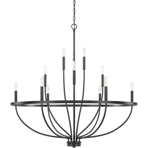 Greyson 12 Light 40 inch Matte Black Chandelier Ceiling Light