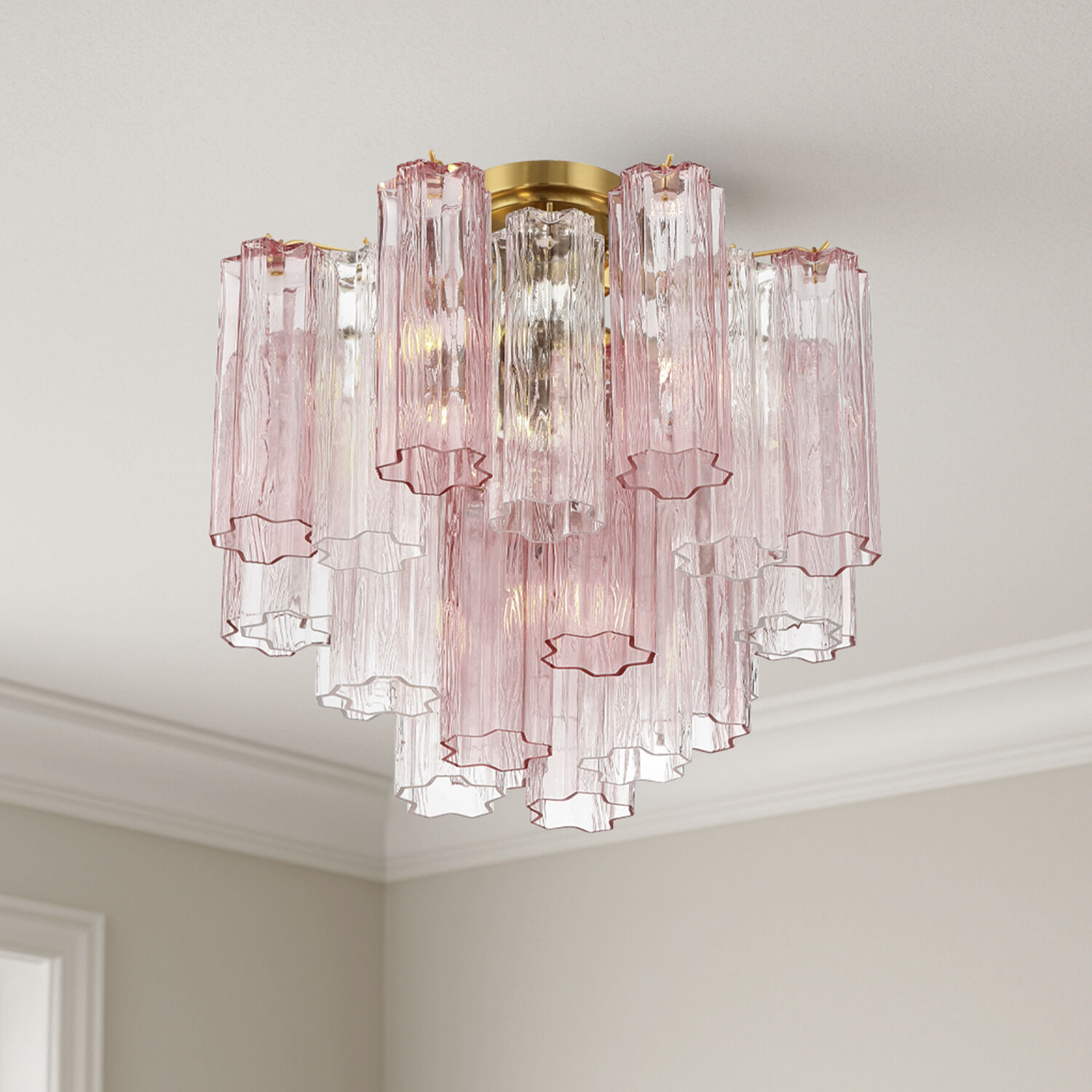 Addis 4 Light 17.75 inch Aged Brass Semi Flush Ceiling Light in Spring