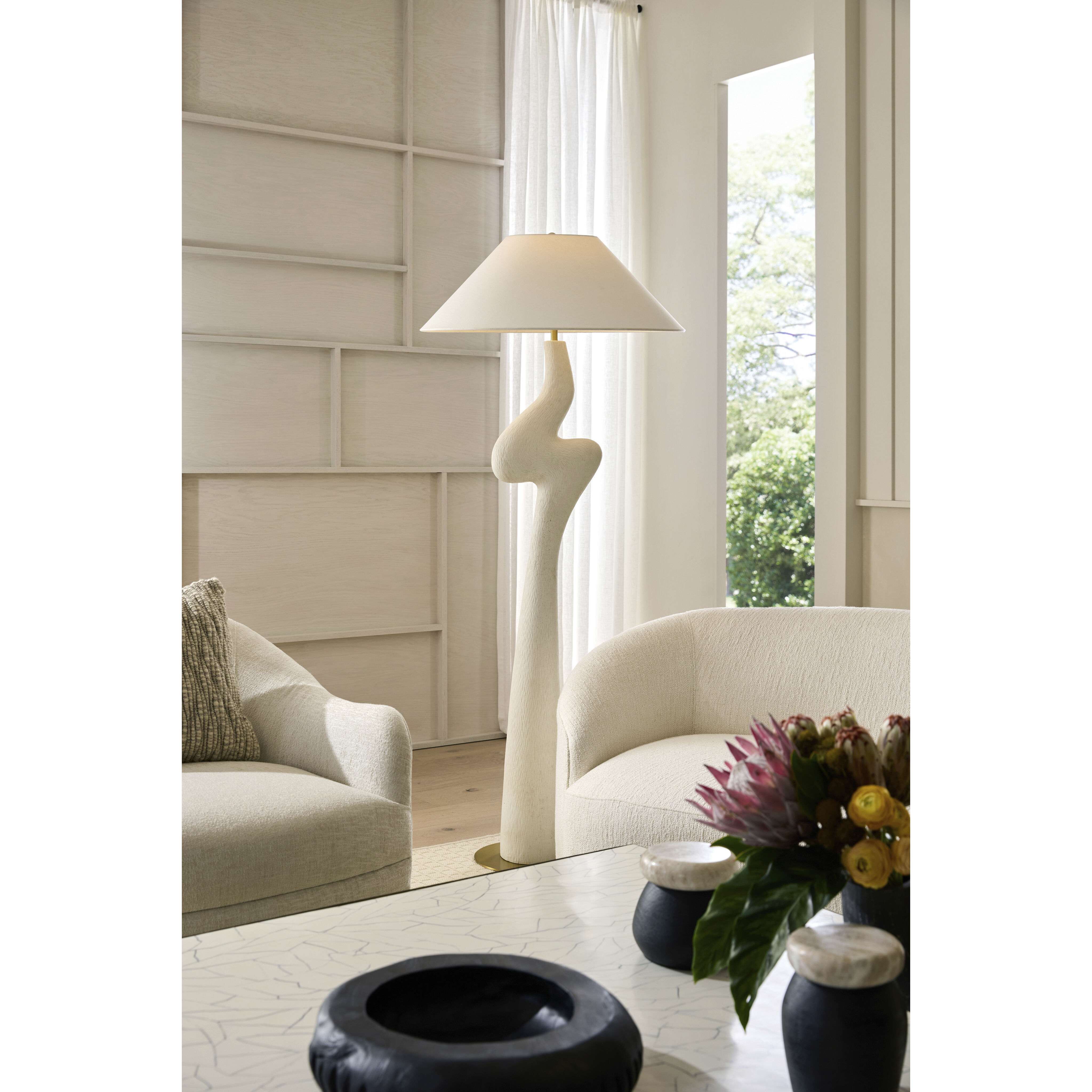 Nicolette 69.5 inch 150.00 watt Ivory and Antique Brass Floor Lamp Portable Light